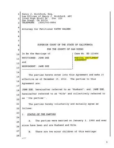 marital settlement agreement